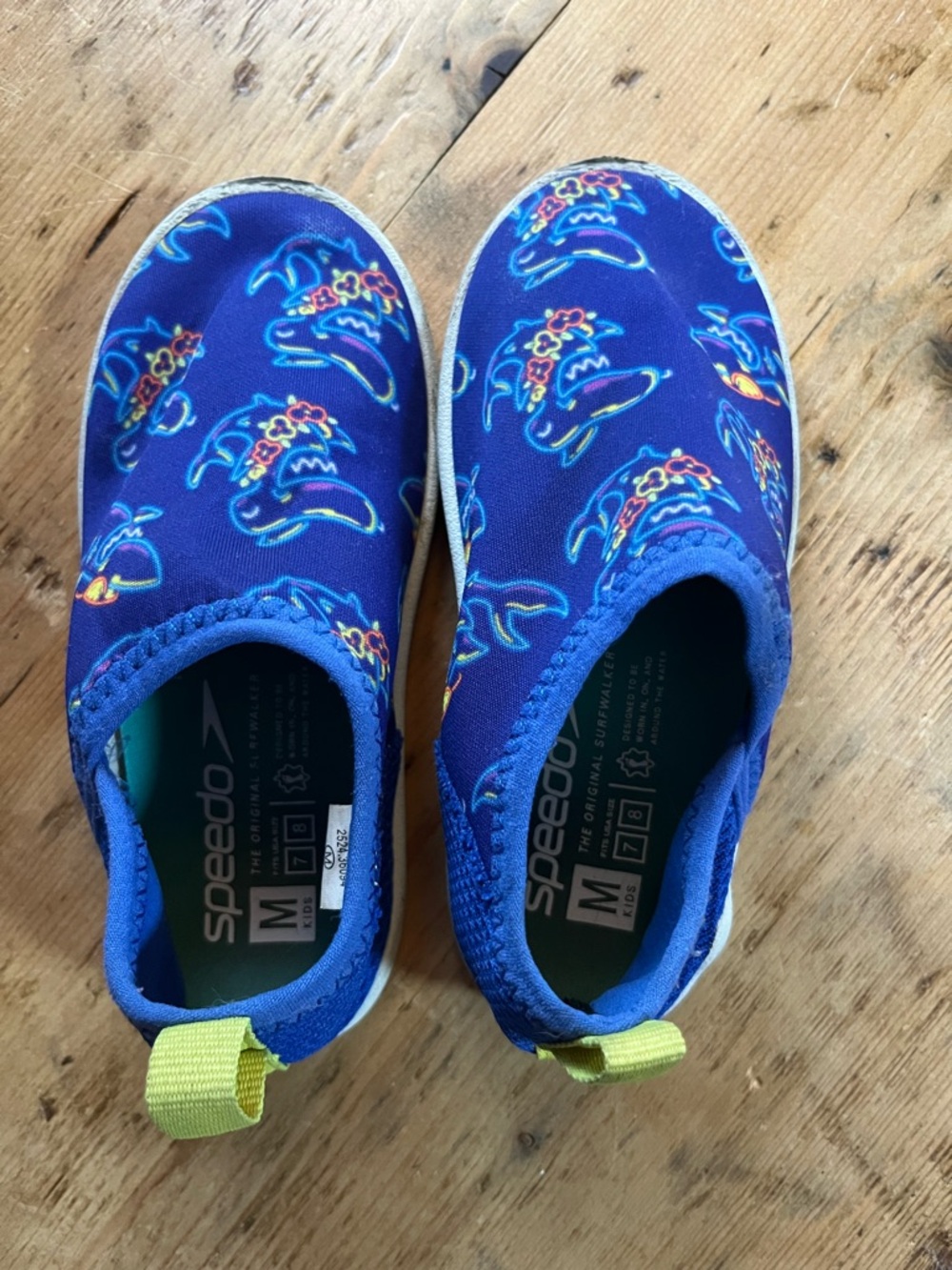 Speedo Kids Blue Shark Pattern Slip-On Water Shoes. Medium